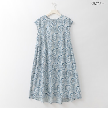 コットンリネンフラワープリントワンピース  [41716391]natural mist