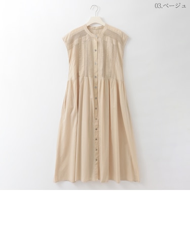 コットンレースピンタックデザインワンピース  [61716378]natural mist