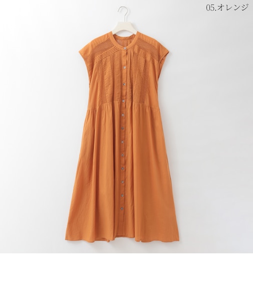 コットンレースピンタックデザインワンピース  [61716378]natural mist
