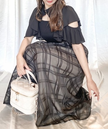 シアーチェックドッキングワンピース