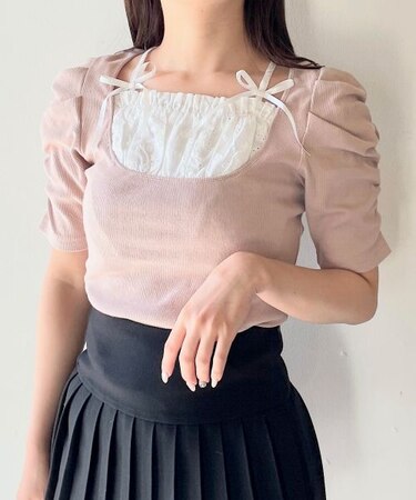 リボンフリルレイヤードトップス