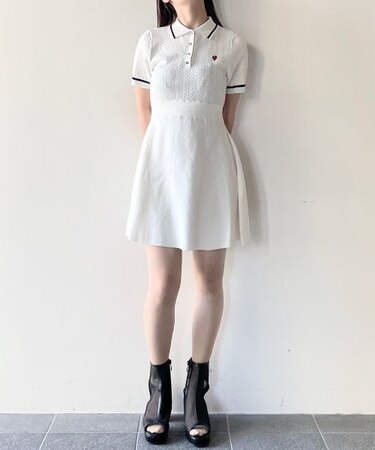 ケーブルポロニットワンピース