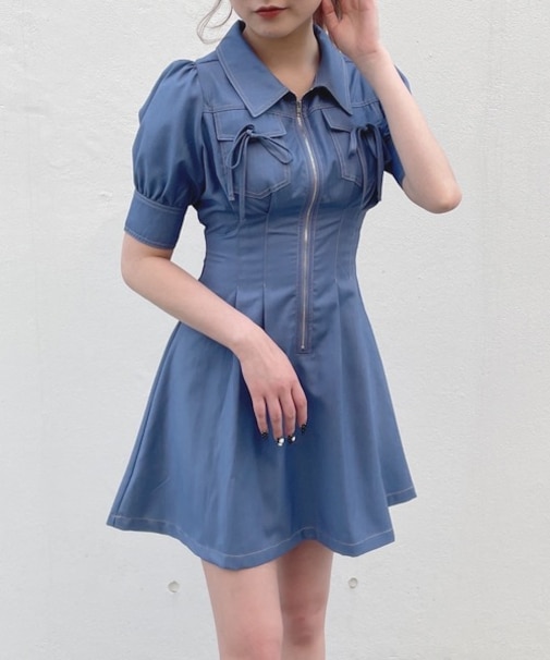 フロントジップワンピース