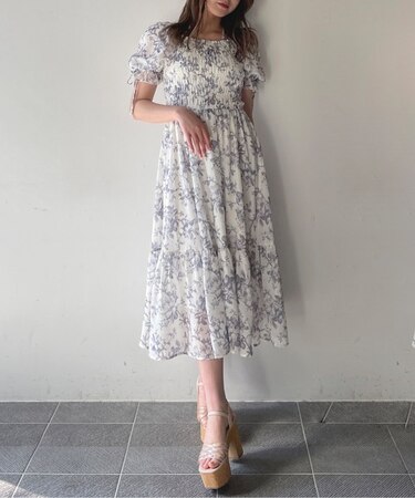 袖ドロストシャーリングワンピース