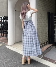 フレア袖ドッキングワンピース
