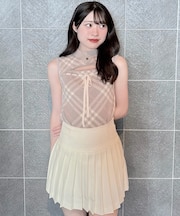 チェックリボンノースリニット