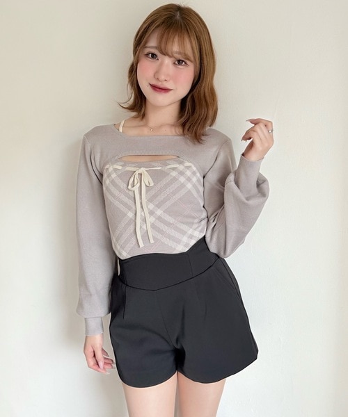 NOMAE リボンキャミボレロアンサンブルニット 黒 ブラック NOMAE