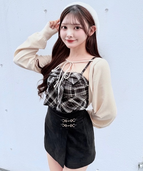 NOMAE リボンキャミボレロアンサンブルニット　ブラック リボンキャミボレロアンサンブルニット｜ワンウェイの通販