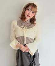 シャツレイヤードシャギーニット