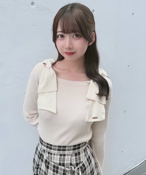 NOMAE ファーケーブルアンサンブルニット ピンク ニット セーター