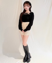 ファーケーブルアンサンブルニット