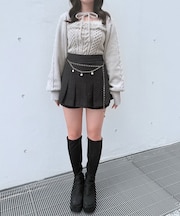 ファーケーブルアンサンブルニット