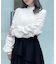 シャーリング袖カシュクールニット