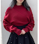 シャーリング袖カシュクールニット