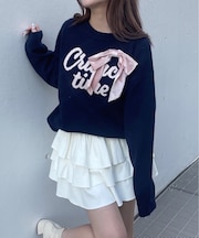 リボンロゴジャガードニット