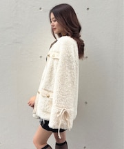 ノーカラーボアジャケット