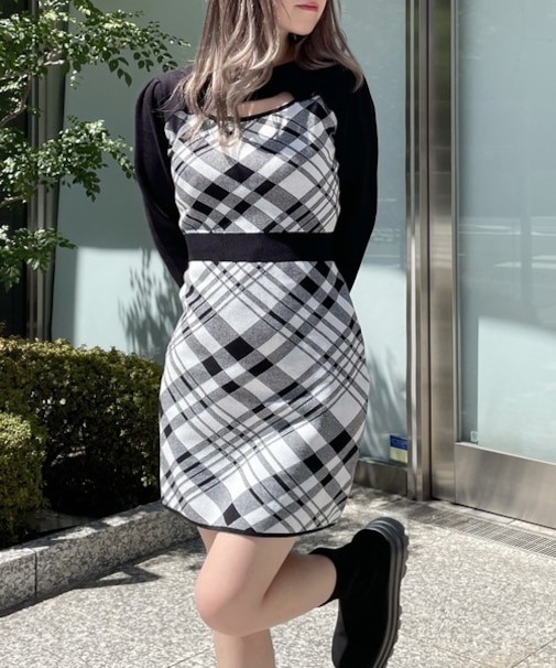 ジャガードバックリボンワンピース