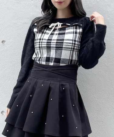 フロントアキリボンニット