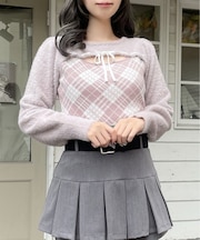 フロントアキリボンニット