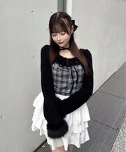 ファー付きボレロ風トップス