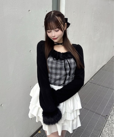 ファー付きボレロ風トップス