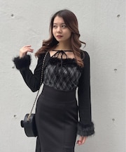 ファー付きボレロ風トップス