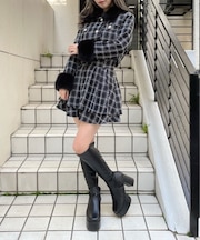 ファー付バイカラーセットアップ