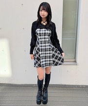 シャギーボレロミニチェックワンピース