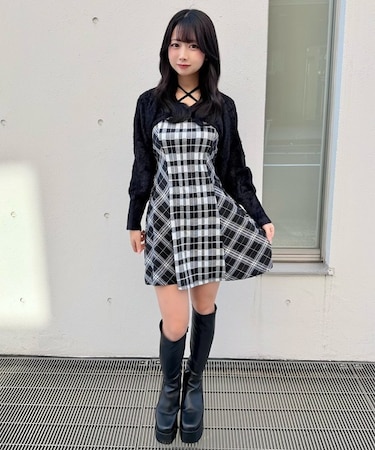 シャギーボレロミニチェックワンピース