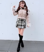 ラメツィードショートダウンコート