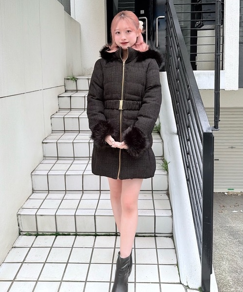 ラメツィードロングダウンコート｜ワンウェイの通販｜&mall（アンド