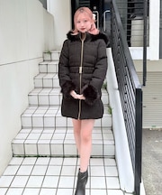 ラメツィードロングダウンコート