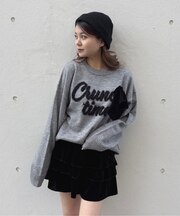 ラメリボンロゴジャガードニット