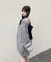 バックリボンニットワンピース