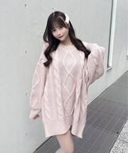 バックリボンニットワンピース