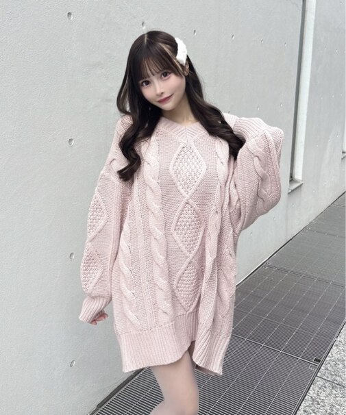 バックリボンニットワンピース