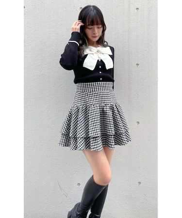 リボンレイヤードニット