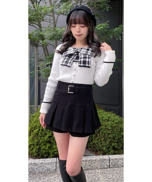 リボンレイヤードニット