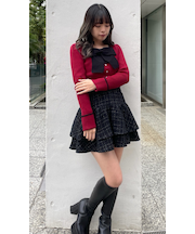 リボンレイヤードニット