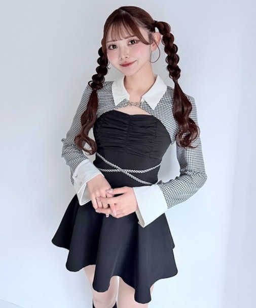 ショートブラウスレイヤードワンピース