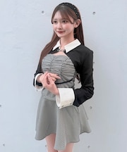 ショートブラウスレイヤードワンピース