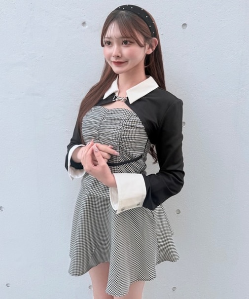 ショートブラウスレイヤードワンピース