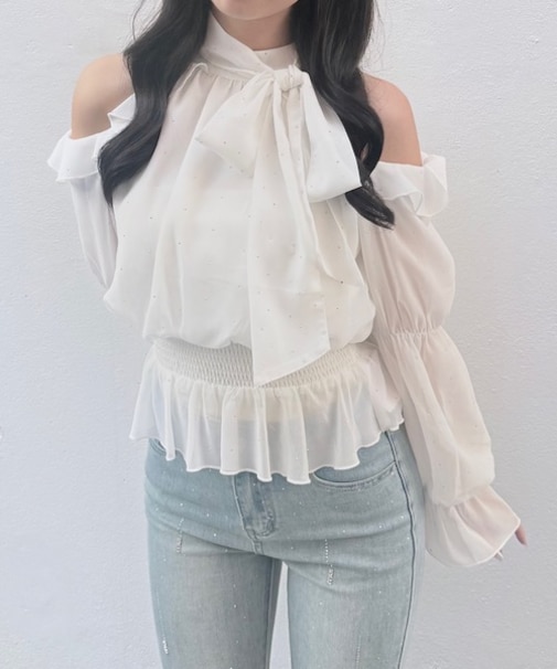 アメスリリボンフリルブラウス