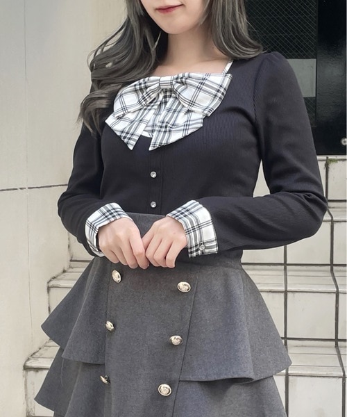 シャギーボレロロングチェックワンピース｜ワンウェイの通販｜&mall