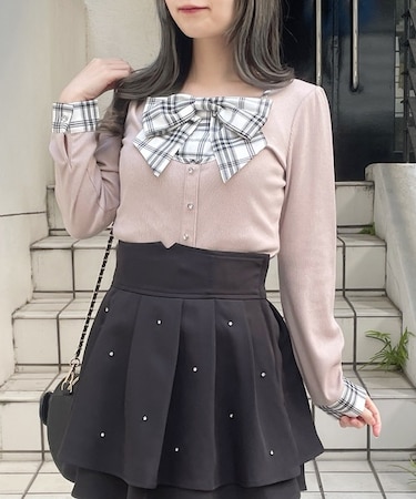 リボンレイヤードトップス