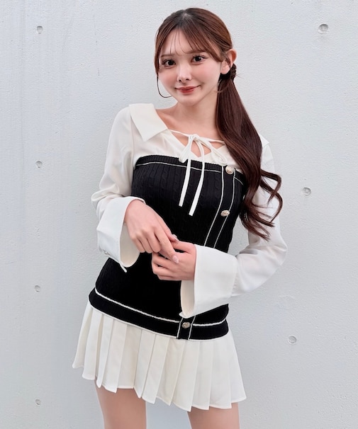 シャツドッキングプリーツワンピース