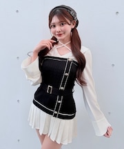 シャツドッキングプリーツワンピース