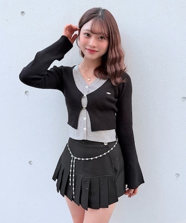 フロントホックレイヤードカーデトップス