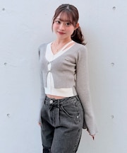 フロントホックレイヤードカーデトップス