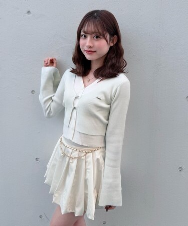 フロントホックレイヤードカーデトップス